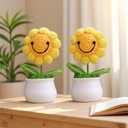 Crochet Flower Employee Appreciation Gifts for Women 2-Pack Crochet Sunflower with Card,Crochet Sunflower Thank You Gifts for for Best Friend,Coworker,Birthday, Christmas,Appreciation Gift