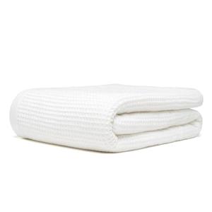 9Threads GOTS Certified Organic Cotton Waffle Weave Blanket, Queen Bed Size, 90"X90"Cozy Throw Blanket for Couch, Modern Home Decor, Throw Blankets, Comfy Waffle Blanket & Soft Bed Blankets -White