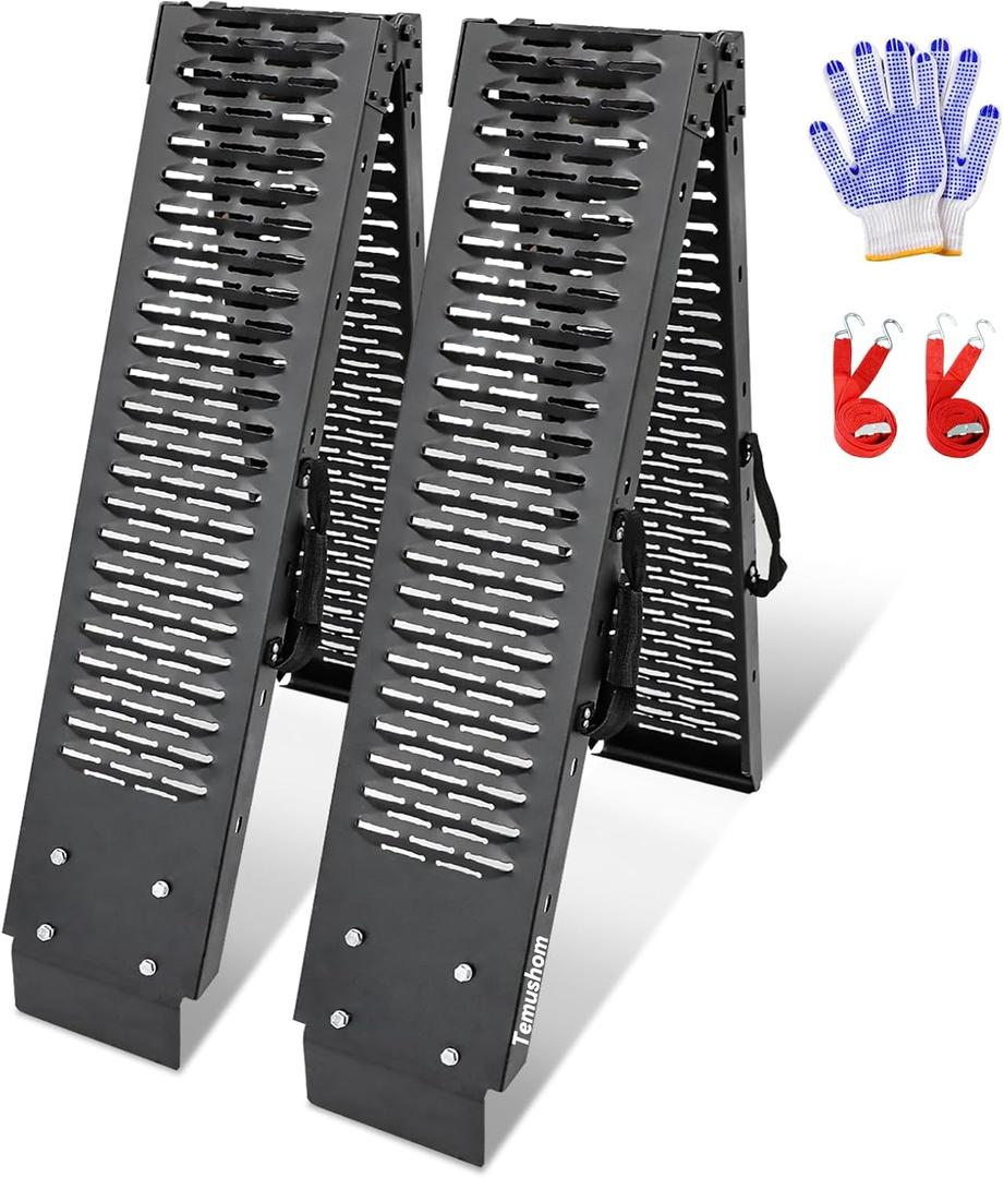 Temushom 83" Black Series Folding Truck Ramps, 1000 Lbs Capacity, 2 Pcs