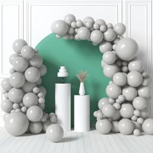 HOUSE OF PARTY Pastel Gray Balloons - Grey Balloon Garland, 5/12/18 Inch Grey Balloons Different Sizes Pack for Graduation Party, Wedding Dcor, Birthday Party and Easter Decorations