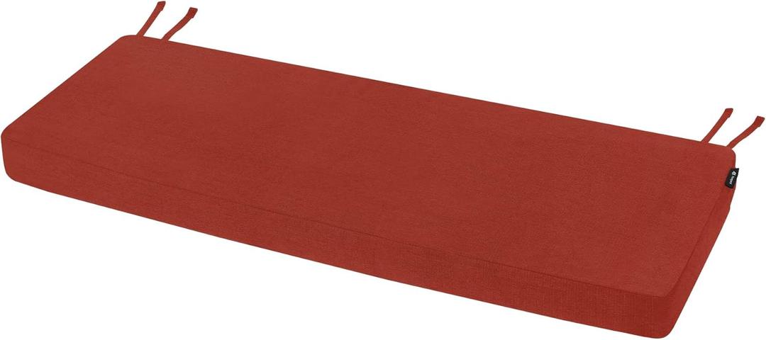 Favoyard Outdoor Bench Cushion 36 x 14 Inch Rainproof Patio Furniture Cushions 3-Year Color Fastness Garden Settee Porch Pads with Ties, Red