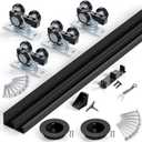 SMARTSTANDARD 60"/5FT Ceiling Mount Bypass Sliding Door Hardware Kit for Cabinet Closet, Double Pocket Doors Hardware with Finger Pull, Smoothly and Quietly, Fit 30.5" Wide Door Panel, No Door, Black
