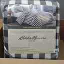 Eddie Bauer - Twin Comforter Set, Reversible Cotton Bedding with Matching Sham, Medium-Weight for Year Round Use, Dorm Essentials (Black Check)