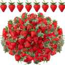 Lyrow 100 Pieces Artificial Strawberries 2.2inch/2.76inch/3.35inch Faux Realistic Strawberry Decor Plastic Simulation Fake Lifelike Fruit for Photography Prop Cabinet Party(Cute)