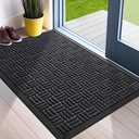 Mibao Front Door Mat, Heavy Duty Durable Welcome Mat for Outdoor Indoor, Dirt Trapper Waterproof Super Absorbent Door Mat for Entryway Outside Patio Porch, 35.5" x 24", Black