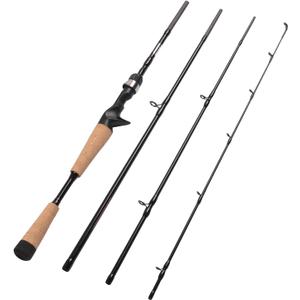 Fiblink 4 Pieces Travel Casting Rod Carbon Baitcasting Fishing Rod Portable Fishing Rod Baitcaster (7'6" Heavy)