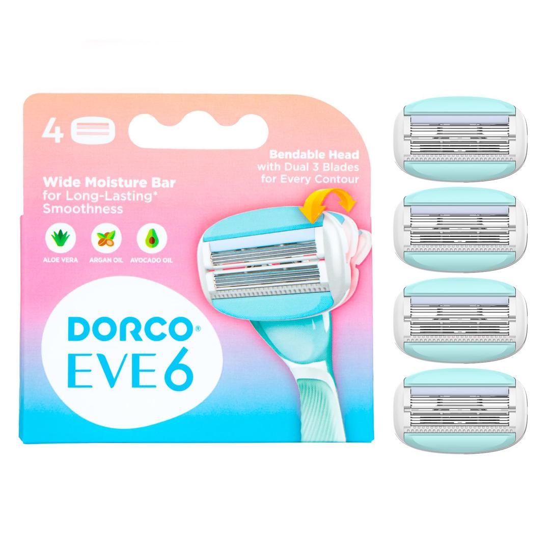 EVE6 Razor for Women, 6 long-lasting blades for Eve6 Razor [4 Refills] - 4 Cartridges only