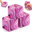 2 x 3 Pcs Stress Cube Bulk Swirl Ice Cube Stress Ball for Adults Anxiety Relief Soft Squeeze Sensory Square Ball for ADHD Prizes Goodie Bag Stuffers Party Favors(Pink,1.38 Inch)