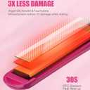 Terviiix Mini Flat Iron for Bangs Short Hair Edges, 1/2 Inch Small Ceramic Hair Straightener and Curler 2-in-1, Travel Flat Iron with Dual Voltage, 430F Fast Heat, Pouch - Pink