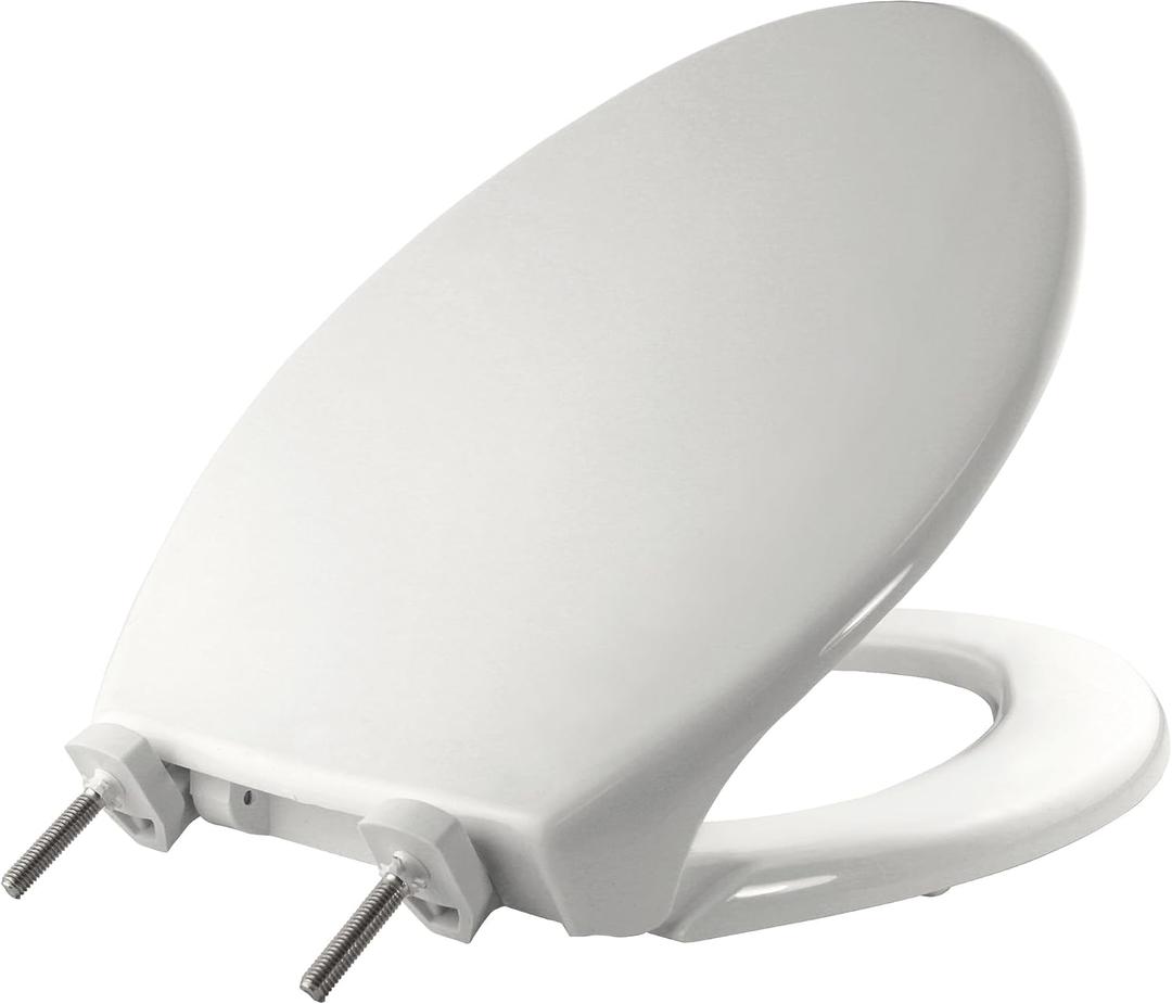 BEMIS 7800TDG Commercial Closed Front Plastic Toilet Seat, Heavy Duty Industrial Seat with Lid, Secure Installation for Long Lasting Hospitality Use, Elongated, White
