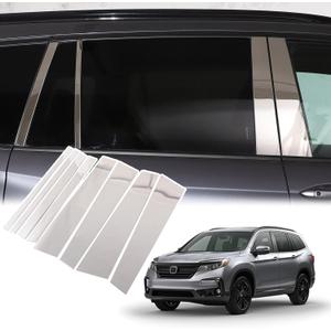 8PCS Car Window Pillar Post Trim Compatible with Honda Pilot 2015-2022 Chrome Gloss Side Door Window Cover Trim Thick Stainless Steel Auto Accessories