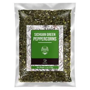 2 x Soeos Green Peppercorns, 4oz(113g), Authentic Sichuan Green Peppercorns, Numbing and Tingle Effect, Less Seeds, Strong Flavor, Essential for Mapo Tofu, Kung Pao Chicken and Asine Cusine