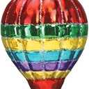 Old World Christmas Vibrant Hot Air Balloon Glass Blown Ornament for Christmas Tree, Handcrafted Holiday Decoration, Transportation Collection