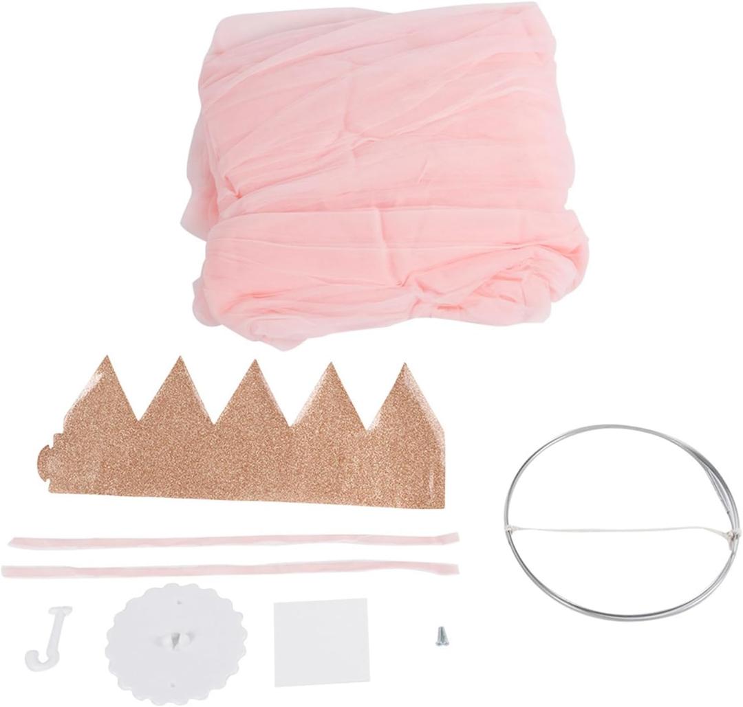 Bed Canopy for Girls, Round Dome Princess Canopies Netting Soft and Breathable Cotton Large Elegant Princess Bed Curtains with Hanging Hook for Baby Cribs Room Decor