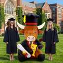 Sosation 5ft Inflatable Graduation Decorations Highland Cow with LED Lights Class of 2026 Blow up Lighted Yard Decor for Indoor Outdoor Lawn Garden College High School Party Supplies