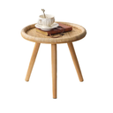 Rattan Round Coffee Table, Boho Circle Side Table End Table for Living Room, Small Mid Century Accent Table for Bedroom Balcony