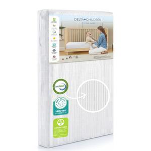 Delta Children Sweet Beginnings Dual Sided Baby Crib Mattress and Toddler Mattress, GREENGUARD Gold and CertiPUR-US Certified, Firm Plant-Based Foam, Waterproof, Made in USA, WhiteB