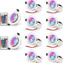 Esbaybulbs Pack of 10 LED Color Changing Recessed Lighting 3W RGB Downlight Ceiling Light with Remote Control