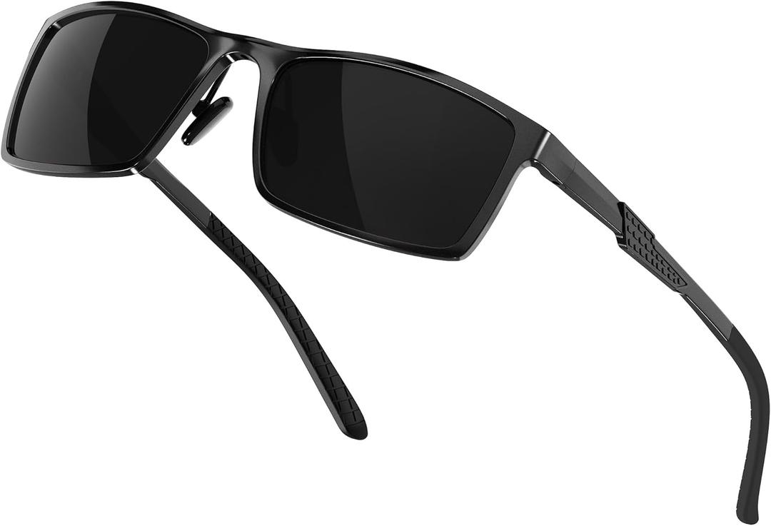 ATTCL Men's Casual Polarized Sunglasses for Men Sports Driving Sun Glasses UV Protection Al-Mg Frame (Black)