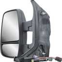 Driver Left Side Door Mirror Long Extension View Tow Mirror Power and Heated with BLIS (Blind Spot Sensor) and Signal Light for Ford Transit 150 250 350 from 2010 to 2024