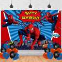 Spider Hero Birthday Decorations,Spider Backdrops for Party Decorations Supplies, Happy Birthday Banner Backdrop for Party Supplies (5x3ft)
