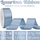 MEEDEE Dusty Blue Satin Ribbon 1-1/2 Inch Dusty Blue Ribbon Lux Double Faced Satin Ribbons by 50 Yards Polyester Satin Ribbons for Crafts, Weddings, Flower Bouquet, Holiday Decorating