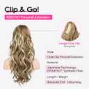 REECHO Ponytail Extension, 18" Claw Clip Ponytail Extension Wavy Ponytails Hair Extensions Jaw Clip on Pony Tails Natural Synthetic Hairpiece for Women Daily, Medium Blonde with Blonde Highlights