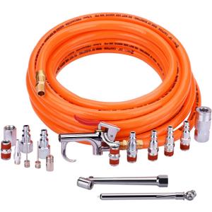 WYNNsky 3/8" X 25ft PVC Air Compressor Hose Kit With 17 Piece Air Tool and Air Compressor Accessories Kit