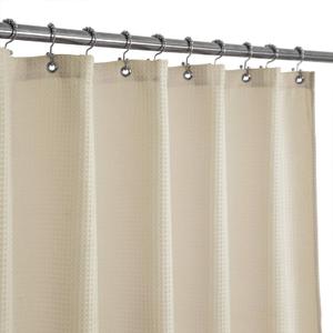 Barossa Design X-Long Fabric Waffle Weave Shower Curtain 96 inch Height, Hotel Luxury Spa, 230gsm Heavyweight, Water Repellent, Machine Washable, Cream, 71"X96"