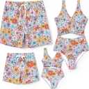 PATPAT Family Matching Swimsuits Swimwear: Mommy and Me Striped Spliced One-Piece Matching Swimsuits Set