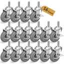 HOLKIE Caster Wheels 3 inch Locking Casters Set of 16, Threaded Stem 3/8" -16 x 1-1/2" (Diameter 3/8", Length 1-1/2") Swivel Heavy Duty Castors Gray