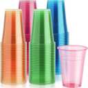 Lilymicky 100 Pack 16 oz Plastic Cups, Neon Glowing Plastic Party Cups, Assorted Neon Colors for Parties, Carnivals, and Any Events