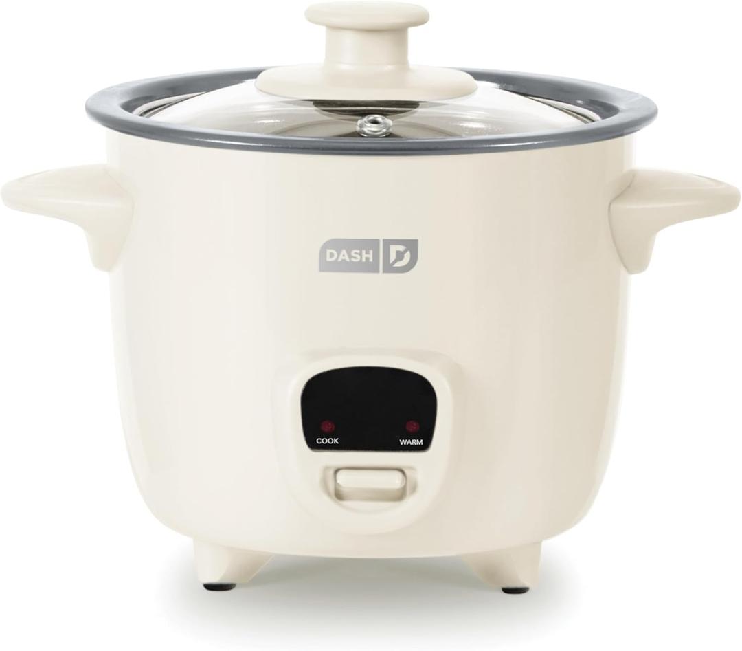 DASH Mini Rice Cooker Steamer with Removable Nonstick Pot, Keep Warm Function & Recipe Guide, .5 Quart, for Soups, Stews, Grains & Oatmeal - Cream