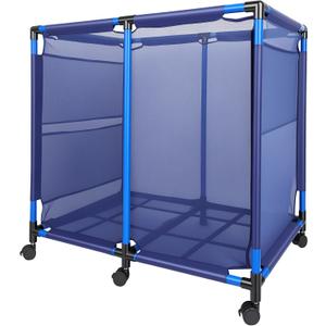 Pool Storage Bin Cart, Rolling Pool Storage Organizer Nylon Mesh Basket for Goggles, Floats, Balls and Floats Equipment (Regular Bin)
