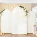 Ivory Arch Backdrop Cover (7.2FT,6FT,6FT) Set of 3, Spandex 2-Sided Round Top Chiara Fitted Wedding Arch Cover Backdrop for Wedding Birthday Party Arch Stand Decoration