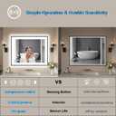40"x32" Framed Bathroom Mirror with Lights, Motion Sensor Black Vanity Mirror Wall Mounted with 1.97" Front Light Source & Backlit, 3 Colors Dimmable Anti-Fog, Tempered Glass, HD Reflection