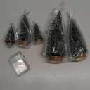 Mini Christmas Tree with Lights, Small Table Top Decorations, Desktop Miniature Pine Tree Xmas Holiday Decor Indoor Home, Bottle Brush Trees with Wooden Base, 5 Pcs with Light