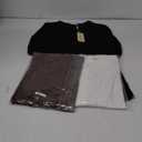 Ekouaer Women's Long Sleeve Shirts 3 Packs Henley Button Down Tops Ribbed Slim Fit Base Black, Brown, White XL