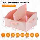 Closet Storage Bins 6 Pack, Large Closet Organizer Baskets with Divider & Handles,Trapezoid Fabric Shelf Organizers, Collapsible Storage Cubes for Clothes, Towels, Toys - Pink