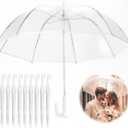 10 Pcs Clear Umbrellas Wedding bulk, Transparent Umbrellas, Windproof Large Clear Umbrella for Outdoor Events, Wedding Supplies