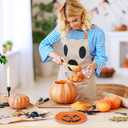 3 Pcs Halloween Ghost Apron Set, Waterproof Ghost Apron, Pumpkin Pot Holders Ghosts Oven Mitts Halloween Kitchen Utensils for Home Cooking, Baking, BBQ, Gardening