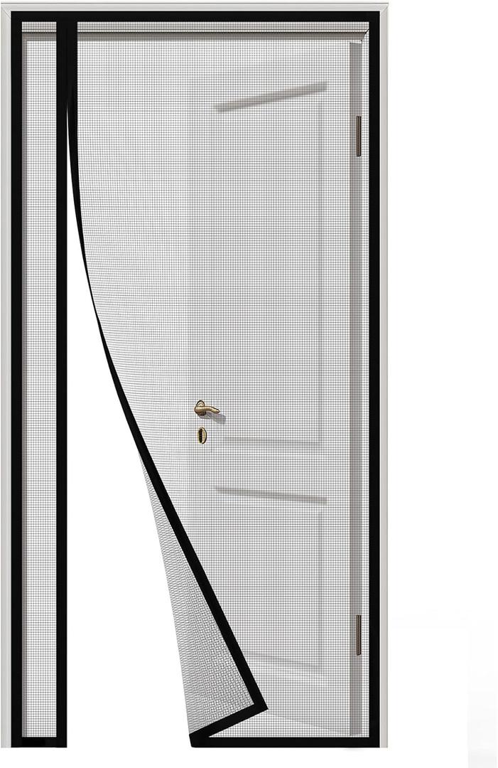 Side Opening Magnetic Screen Door, Fit Door Size 39 x 83 Inch, Reversible Left and Right Door Screen Mesh with Strong Magnet, Actual Mesh Size 41" x 84" (Gray)