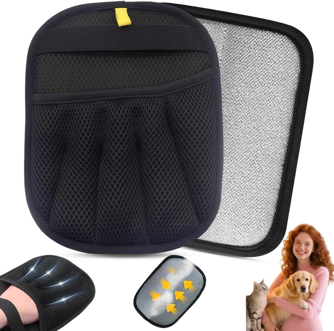 2 x Pet Hair Remover Glove - Reusable Electrostatic Five-Finger Gloves for Cat/Dog Hair Removal on Furniture, Carpet & Clothes (1PCS)