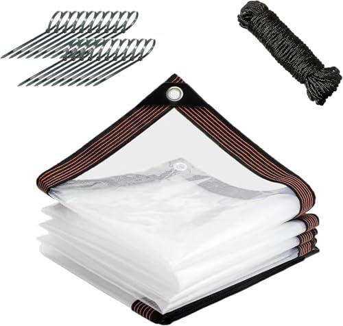 WOVTE 10x20 FT Clear Tarp Heavy Duty Waterproof, Clear Tarps with Grommets, Clear Plastic Tarp with Reinforced Edge for Patio, Garden, Greenhouse, Chicken Coop-Transparent Tarpulin