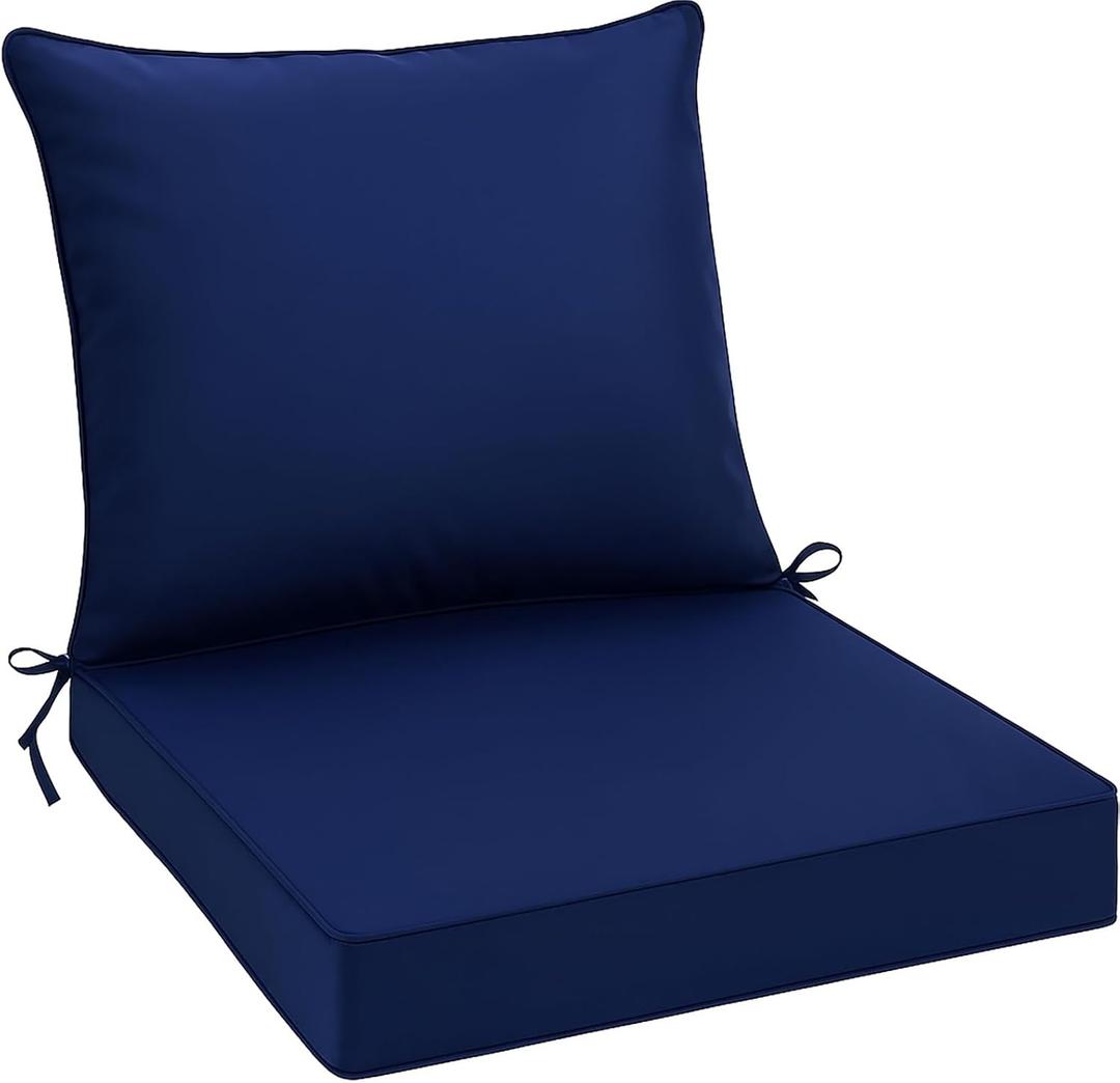 PLTCAT Cloud-Comfort Outdoor Cushion Set - 19x19 Navy Blue Deep Seat Cushions with 28D Memory Foam, Waterproof & Fade Resistant for Patio & Garden Lounge