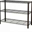 Standing Shelving Units, 36" W x 14" D x 32" H Metal Storage Shelves, Adjustable Carbon Steel Wire Shelving Rack Display Shelf for Garage Bathroom Kitchen Home Office (3-Tiers, Black)