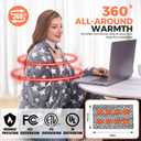 KSFJZF Heated Blanket, Cordless Portable Heated Throw Blanket, Battery Operated Heating Blanket with Rechargeable 20000mAh Power Bank, 59" x 35.5" Electric Heated Shawl, 3 Fast-Heating Levels (Navy)