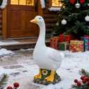 Porch Goose Statue Outdoor 20 Inch Large White Porch Goose Sculpture Dcor for Home Garden Lawn Yard Patio Entryway Accent,Cute Resin Goose Figurine Gift for Mom Grandma Women