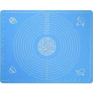Silicone Baking Mat for Pastry Rolling Dough with Measurements,19.7" x 15.7" BPA Free Non stick and Non Slip Blue Table Sheet Baking Supplies for Bake Pizza Cake
