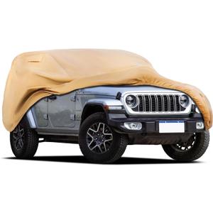 Heavy Duty Outdoor Car Cover Custom Fit for Jeep Wrangler 4 Door, Windproof All Weather Waterproof Sun Rain UV Dust Snow Protection Outdoor Car Covers (brown)